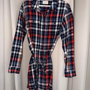 Universal Thread Goods Flannel Plaid Button Up Long Sleeve Dress Size Large